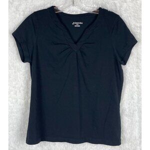 St. John's Bay Medium Black Short Sleeve Shirt 100% Cotton